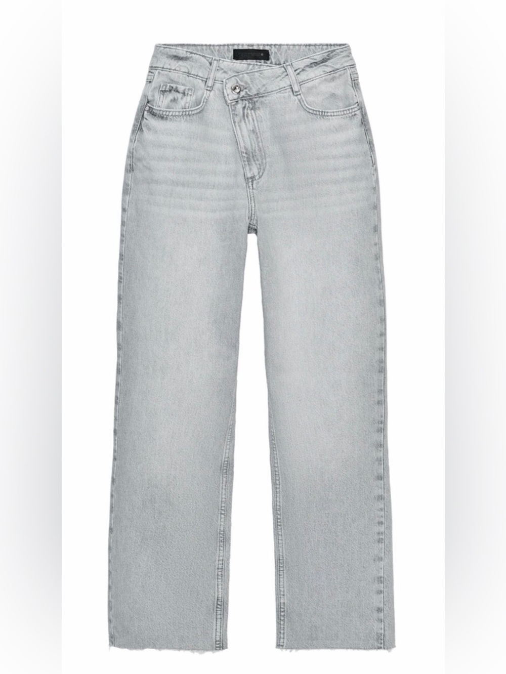 Zara Asymmetrical Light Gray Straight Jeans